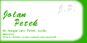 jolan petek business card